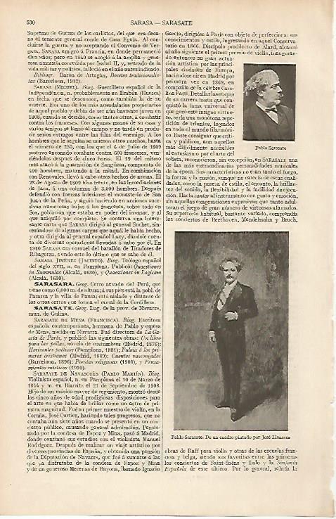 LAMINA ESPASA 19527: Pablo Sarasate por Llaneces