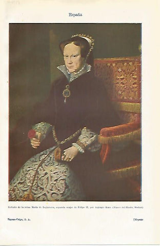 LAMINA ESPASA 19966: Retrato de Maria de Inglaterra por Antonio Moro