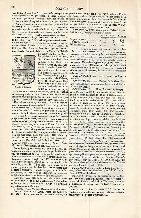 LAMINA ESPASA 13968: Escudo de Colunga Asturias