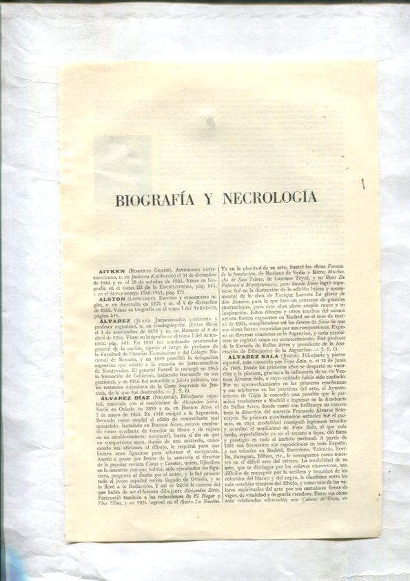 ESPASA 1953/1954: Apendice de 75 paginas dedicado a la Biografia y Necrologia