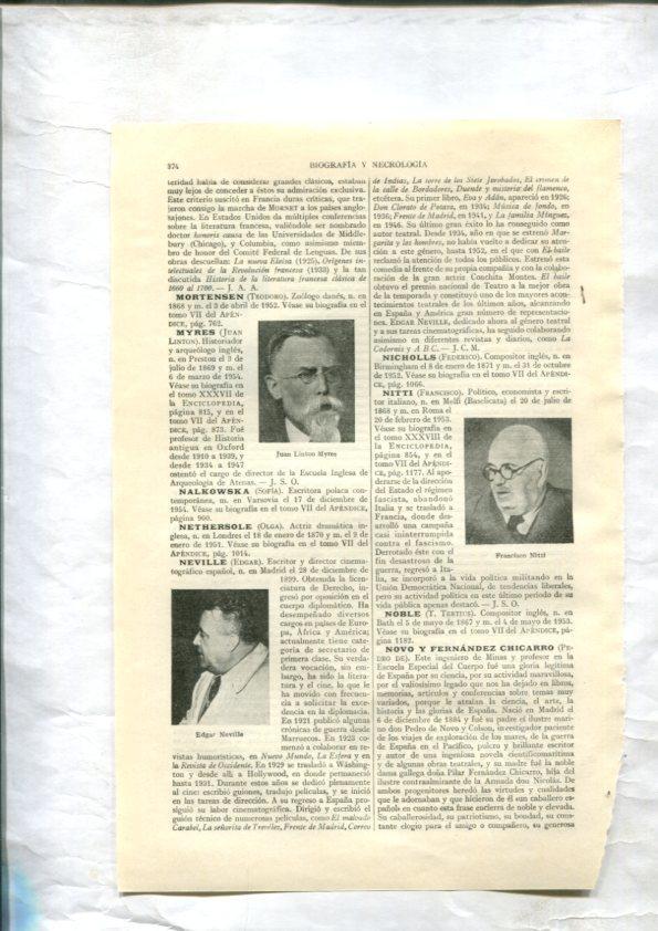 ESPASA 1953/1954: Apendice de 75 paginas dedicado a la Biografia y Necrologia
