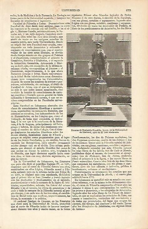 LAMINA ESPASA 12169: Estatua de Franklin en la Universidad de Harvard