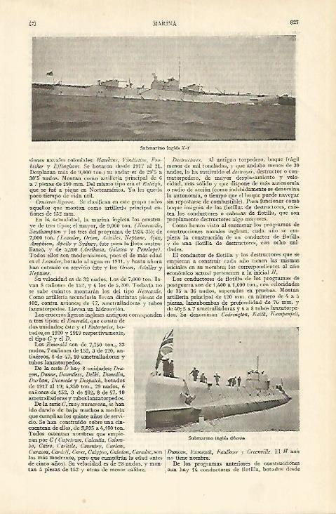 LAMINA DE ESPASA 369: Submarino ingles X-1 y Oberon