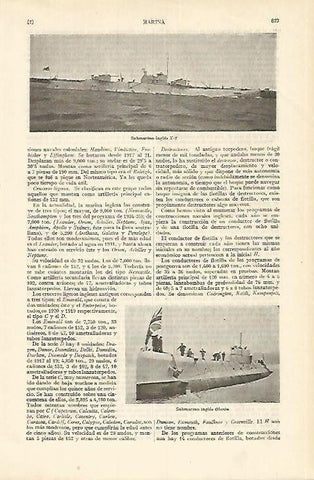 LAMINA DE ESPASA 369: Submarino ingles X-1 y Oberon