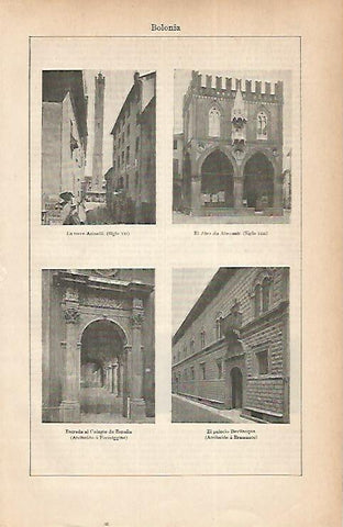 LAMINA ESPASA 22358: Vistas de Bolonia Italia