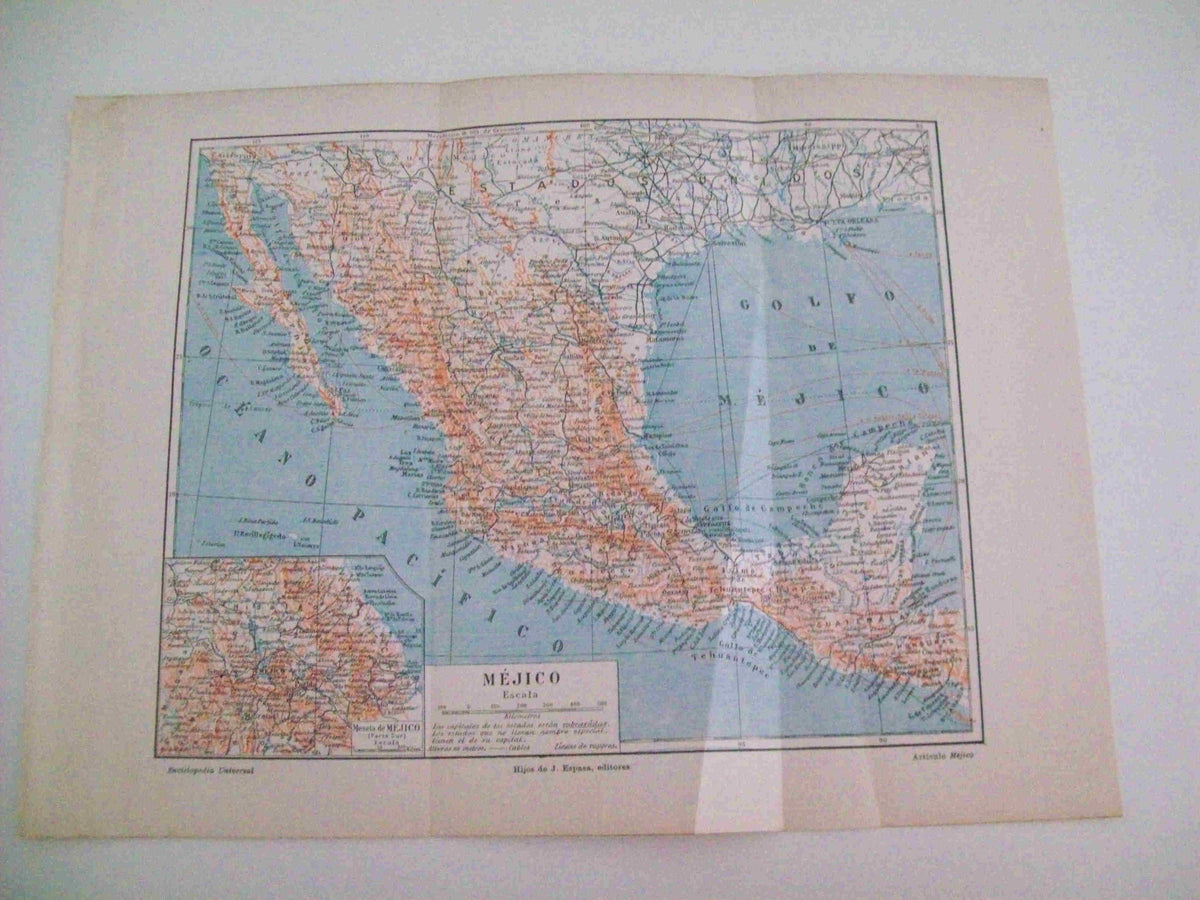 LAMINA ESPASA 11585: Mapa de Mejico