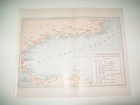LAMINA ESPASA 15519: Mapa de costas de España desde Puerta de España a Villaricos