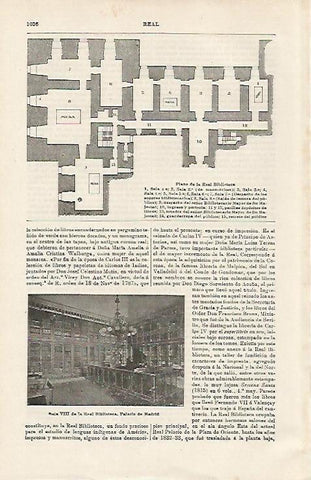 LAMINA ESPASA 16011: Plano de la Real Biblioteca