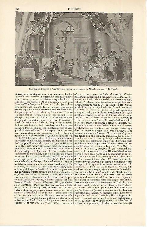 LAMINA ESPASA 2453: La boda de Federico I fresco de Tiepolo