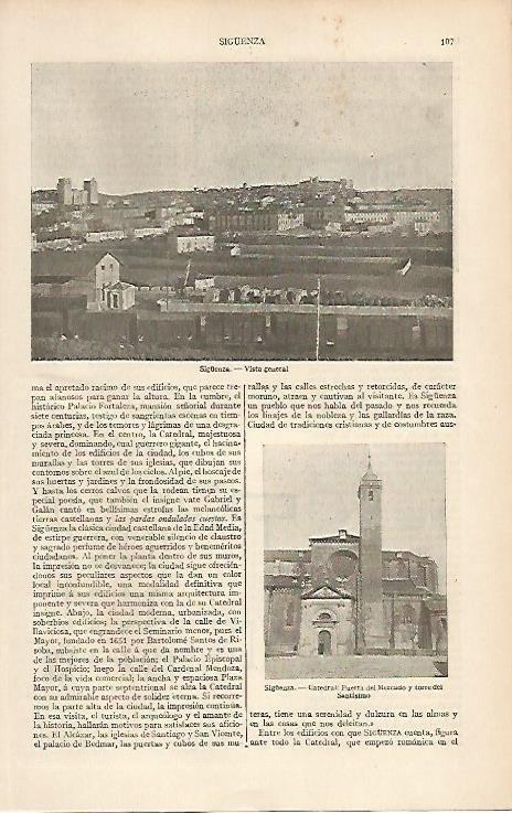 LAMINA ESPASA 2560: Vissta general de Siguenza Guadalajara