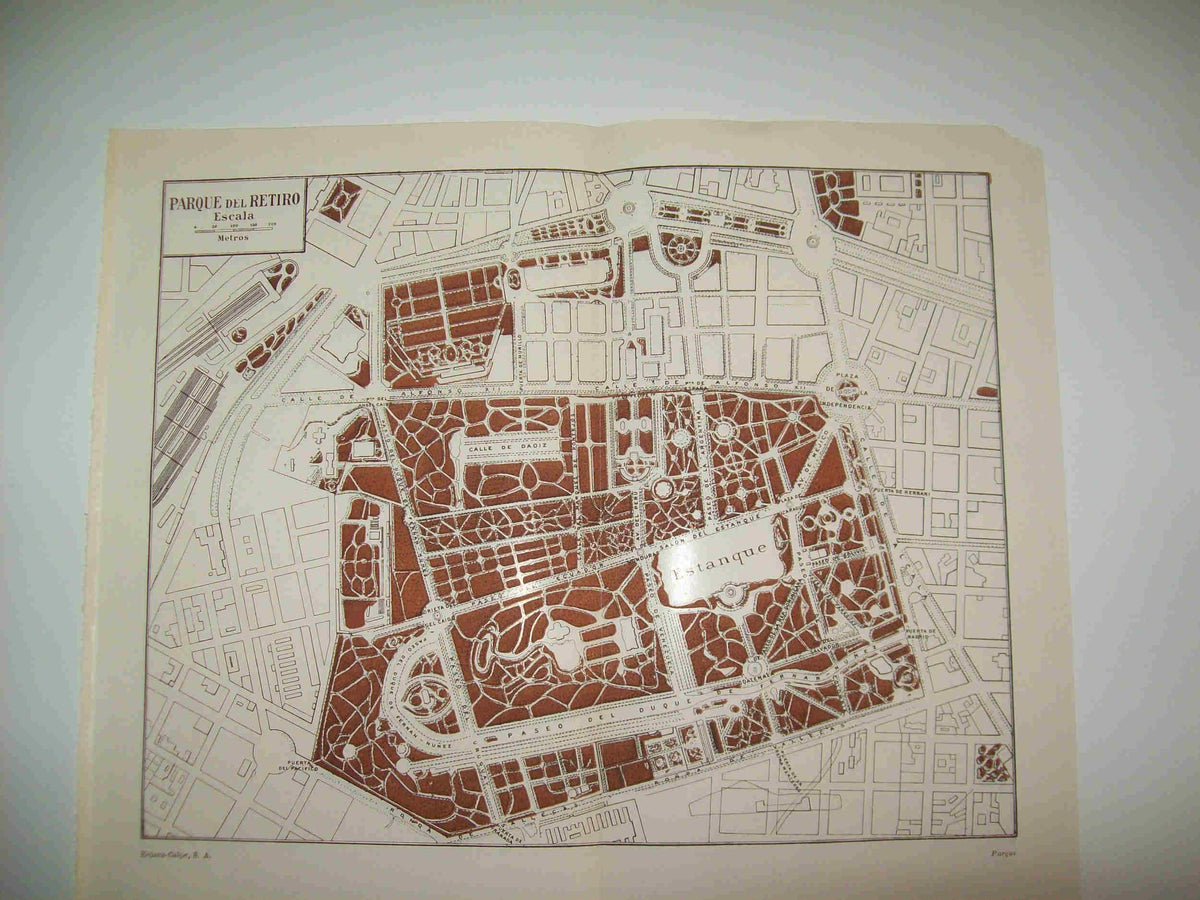 LAMINA ESPASA 23375: Plano del Parque del Retiro de Madrid