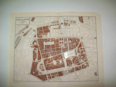 LAMINA ESPASA 23375: Plano del Parque del Retiro de Madrid