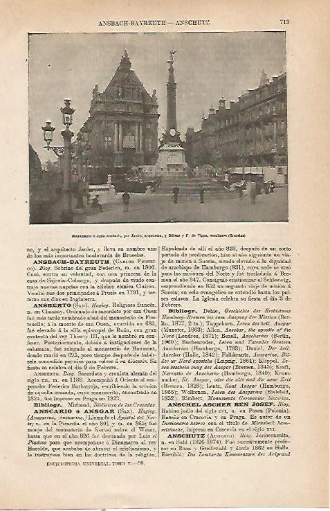 LAMINA ESPASA 23808: Monumento a Ausbach en Bruselas