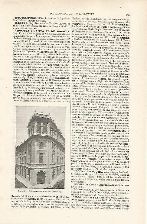 LAMINA ESPASA 24340: Colegio Nacional de San Bartolomen en Bogota