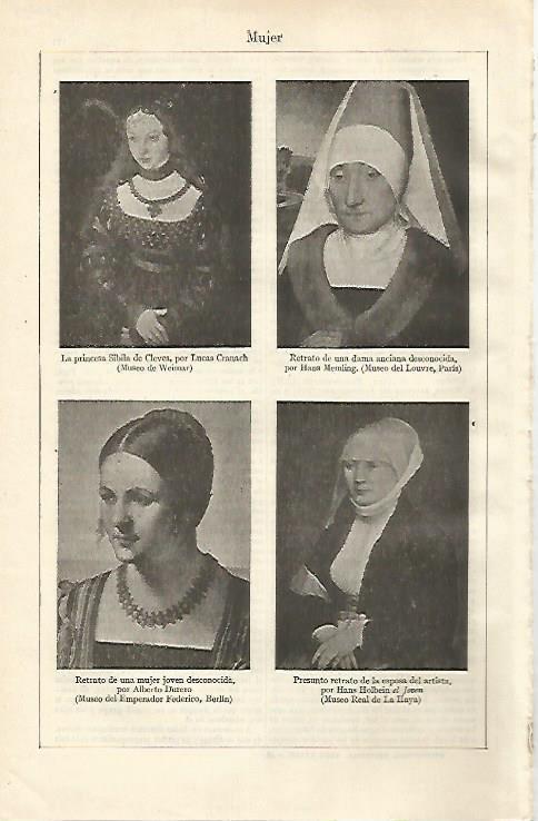 LAMINA ESPASA 24471: Retratos por Durero Cranach Memling y Holbein el Joven