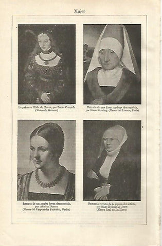 LAMINA ESPASA 24471: Retratos por Durero Cranach Memling y Holbein el Joven
