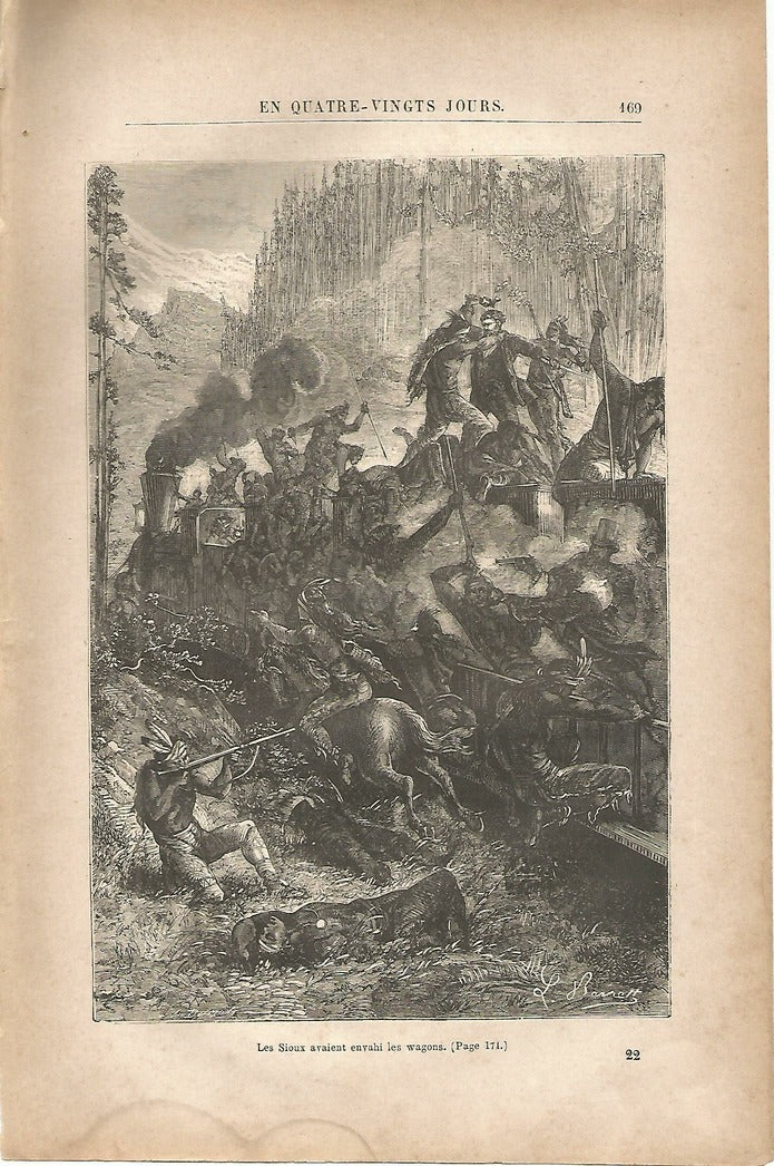 LAMINA 1238: VERNE. Les Sioux avaient envahi les wagons