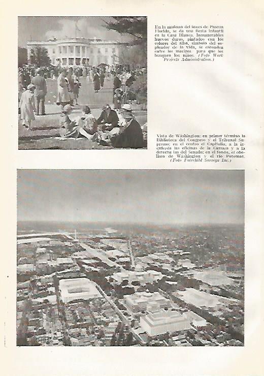LAMINA GEOGRAFIA 0207: Fiesta de Pascua en la Casa Blanca y vista de Washington Estados Unidos