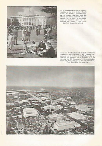 LAMINA GEOGRAFIA 0207: Fiesta de Pascua en la Casa Blanca y vista de Washington Estados Unidos