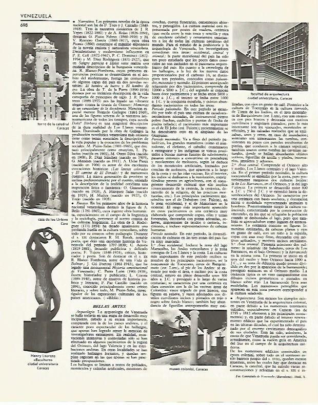 LAMINA LAROUSSE 70061: Vistas de Caracas Venezuela