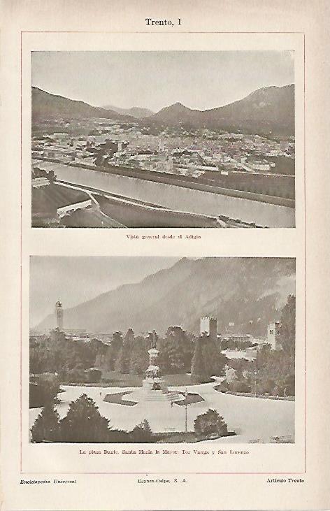 LAMINA ESPASA 846: Vista general de Trento Italia