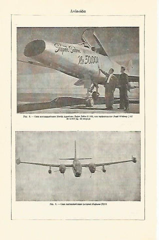 LAMINA ESPASA 21925: Caza Super Sabre F-100 y  caza Lockeed Neptune P2V6