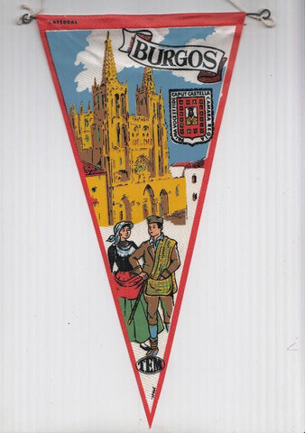 BANDERIN: TEM BURGOS - Ilustracion de la CATEDRAL DE BURGOS, Trajes tipicos y escudo de la localidad
