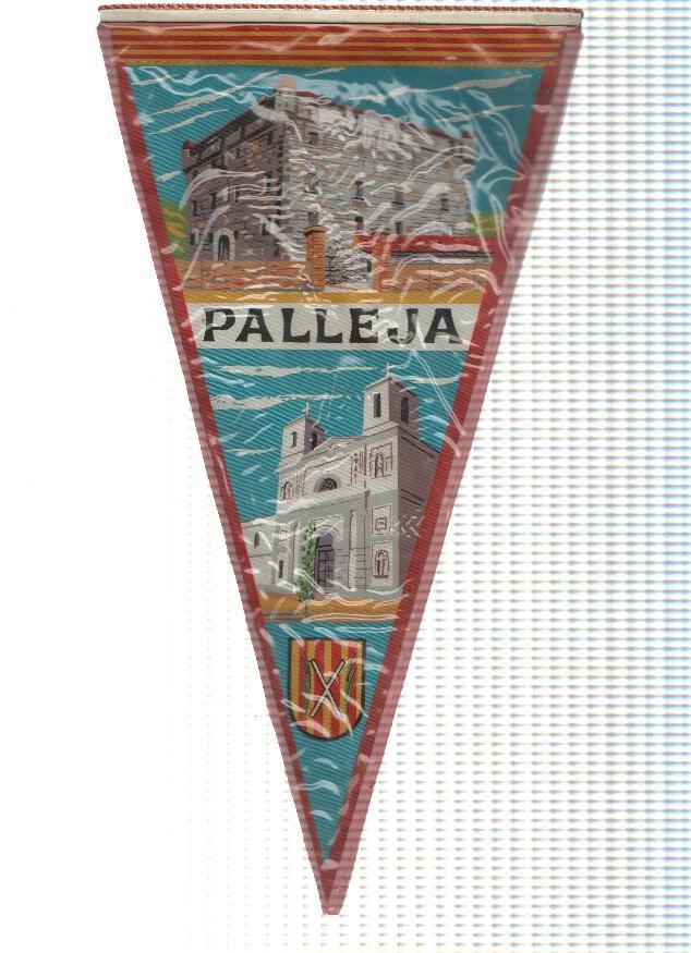 Banderin: PALLEJA,Barcelona - Ilustracion del Castillo de Palleja, Iglesia de Santa Eulalia y escudo de la localidad