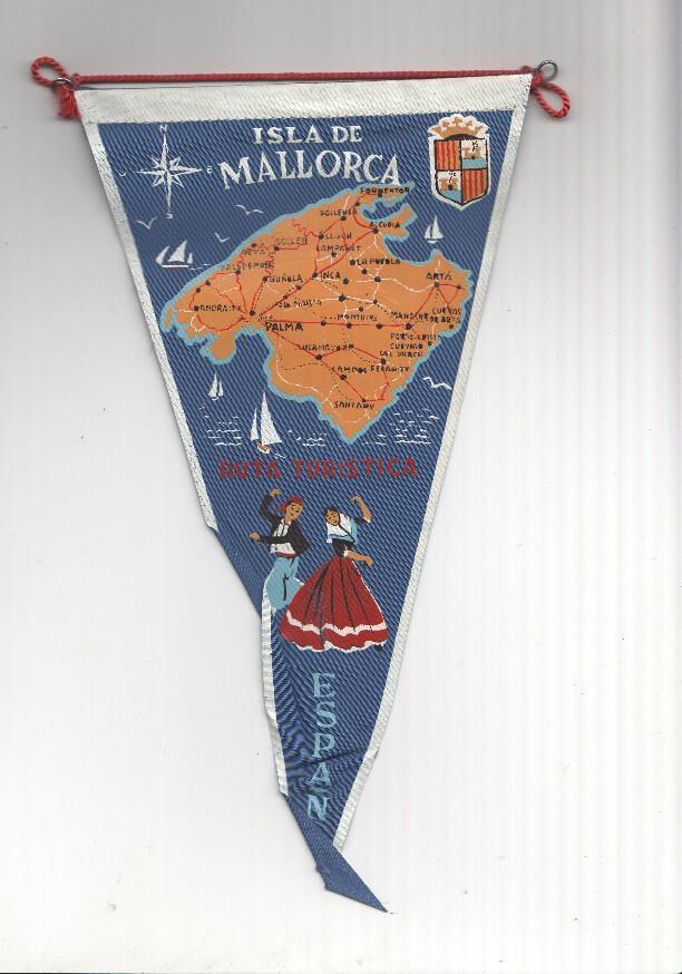 BANDERIN: MALLORCA - Mapa de la Isla de Mallorca, escudo y Trajes tipicos