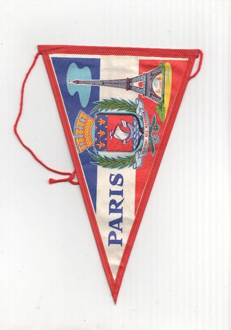 BANDERIN: PARIS - Banderin de 2 caras con Torre Eiffel y escudo. En otra cara El Sagrado Corazon