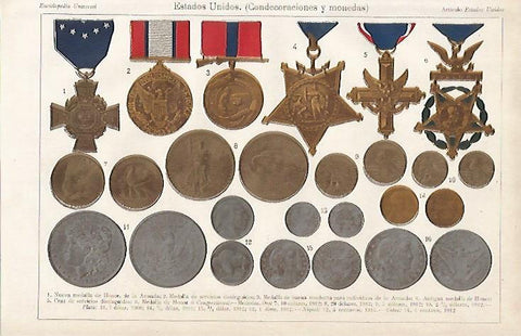 LAMINA ESPASA 7872: Condecoraciones y monedas de Estados Unidos