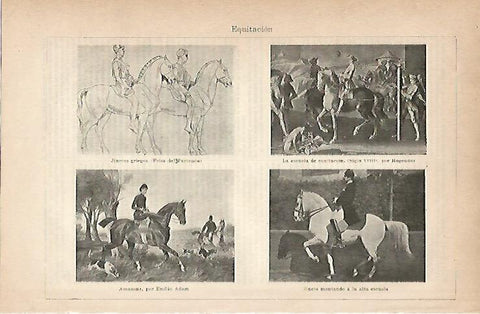 LAMINA ESPASA 18815: Equitacion