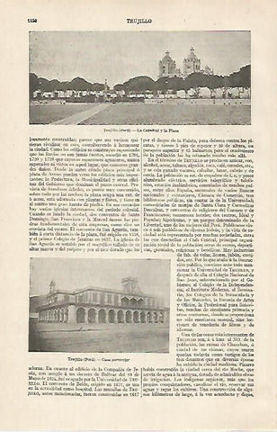 LAMINA ESPASA 20540: Catedral y Plaza de Armas de Trujillo Peru