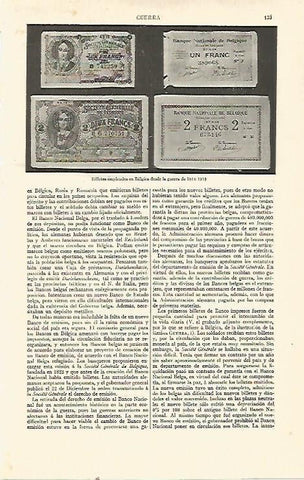 LAMINA ESPASA 21473: Billetes de Belgica desde la guerra de 1914-1918