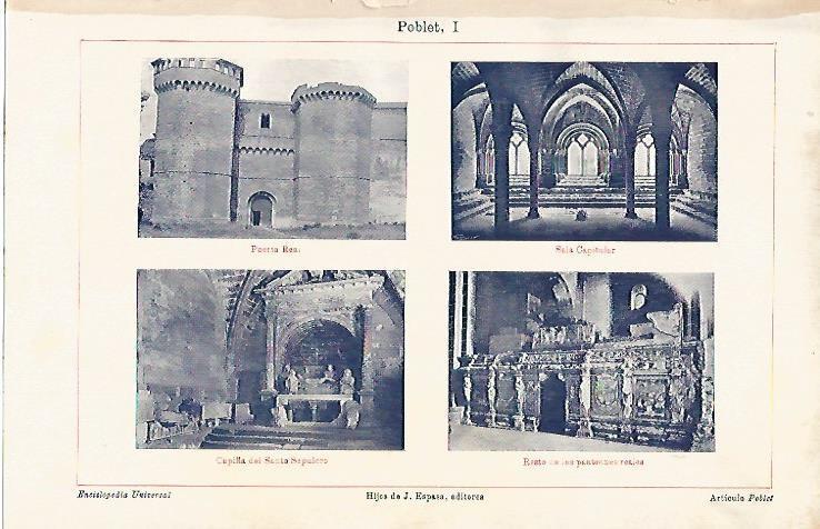 LAMINA ESPASA 3315: Vistas del Monasterio de Poblet