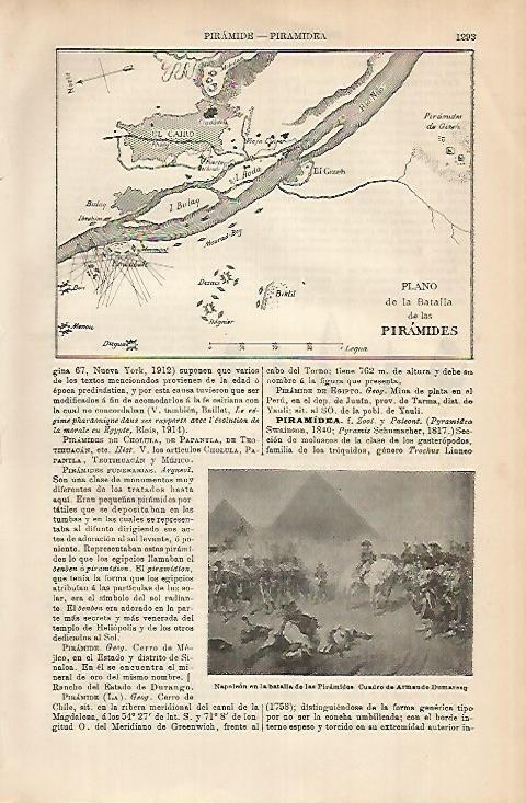 LAMINA DE ESPASA 458: Plano de la Batalla de las Piramides