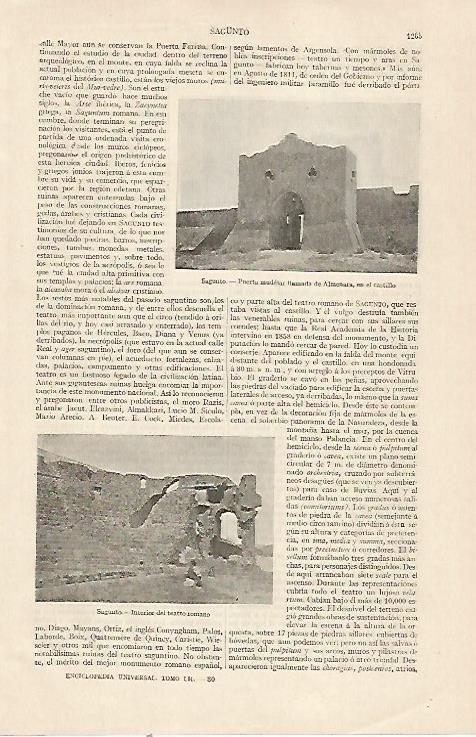 LAMINA ESPASA 22930: Puerta de Almenara y teatro romano de Sagunto