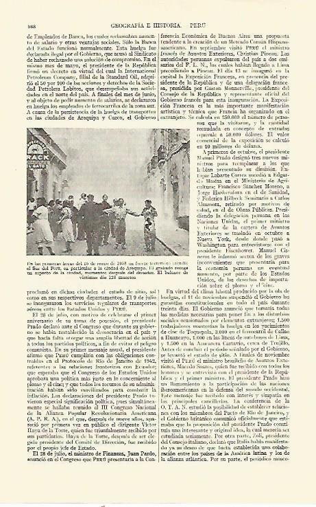 LAMINA ESPASA 21793: Terremoto al sur de Peru en 1958