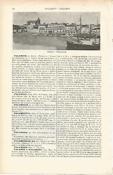LAMINA ESPASA 1508: Vista general de Palamos Girona
