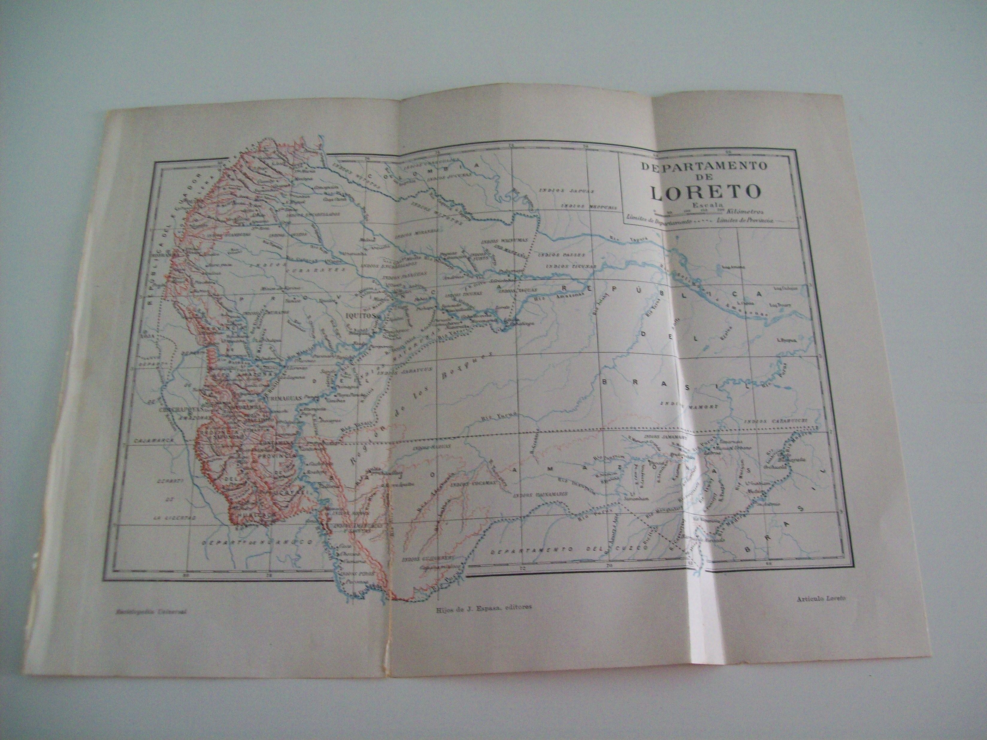 LAMINA ESPASA 1538: Mapa de Loreto Peru
