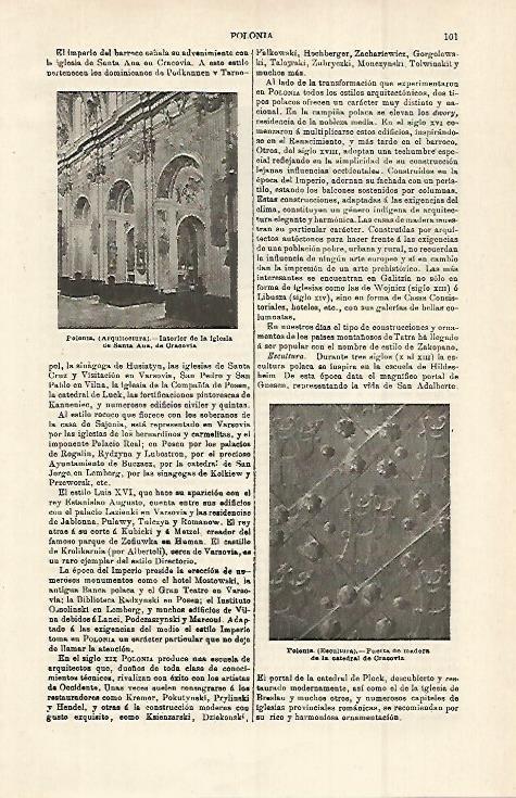 LAMINA ESPASA 15183: Iglesia de Santa Ana en Cracovia Polonia