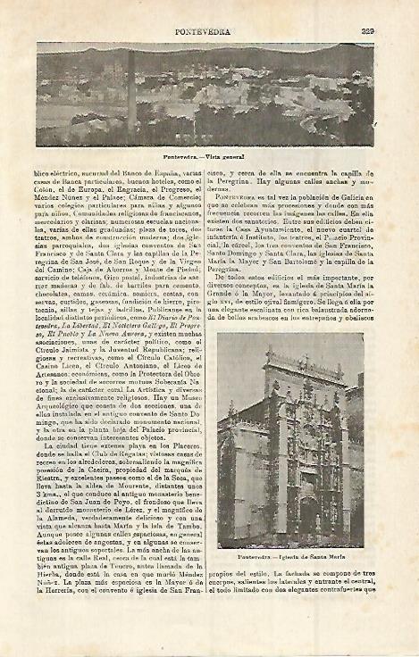 LAMINA ESPASA 15233: Vista general de Pontevedra