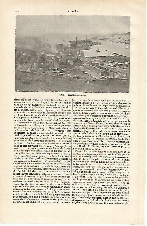 LAMINA ESPASA 15585: Bilbao. Industria del hierro