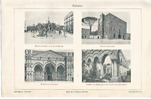 LAMINA ESPASA 1518: Vistas de Palermo Sicilia