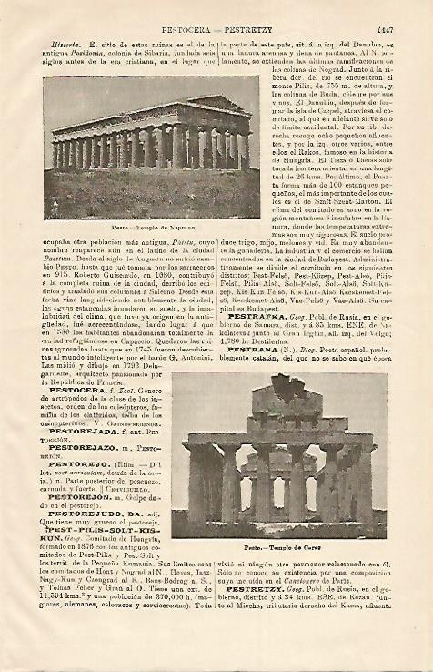 LAMINA ESPASA 15869: Templo de Neptuno y de Ceres en Pesto Italia