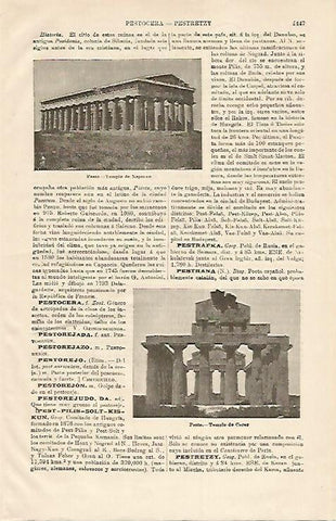 LAMINA ESPASA 15869: Templo de Neptuno y de Ceres en Pesto Italia