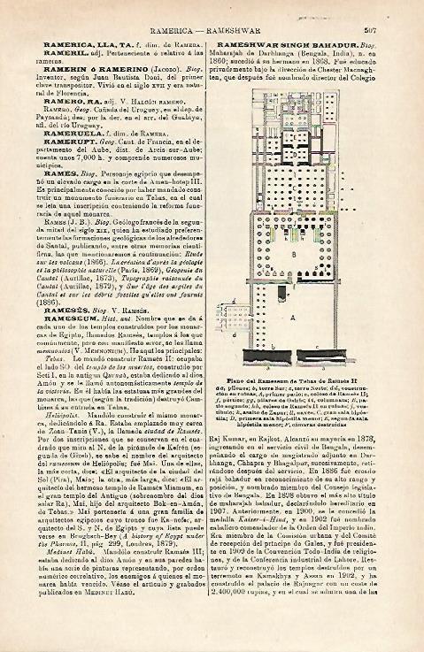 LAMINA ESPASA 15933: Plano del Rameseum de Tebas Egipto