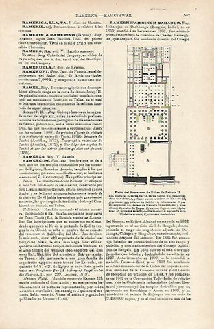 LAMINA ESPASA 15933: Plano del Rameseum de Tebas Egipto