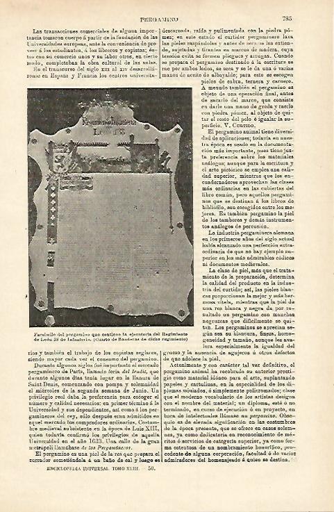 LAMINA ESPASA 15741: Ejecutoria del Regimiento de Leon 38 de Infanteria