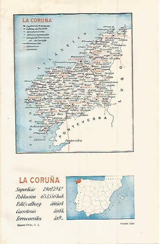 LAMINA ESPASA 15083: Mapa de la provincia de La Coruña